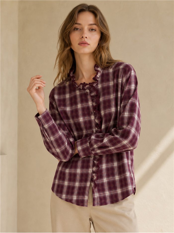 Camisa cuadros con puntilla