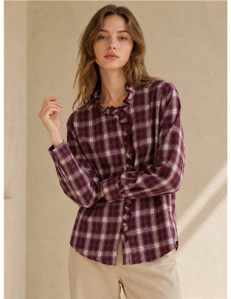 Camisa cuadros con puntilla