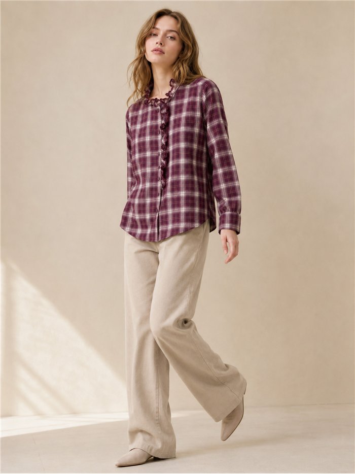 Camisa cuadros con puntilla