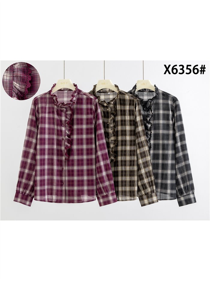 Camisa cuadros con puntilla
