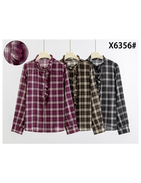 Camisa cuadros con puntilla