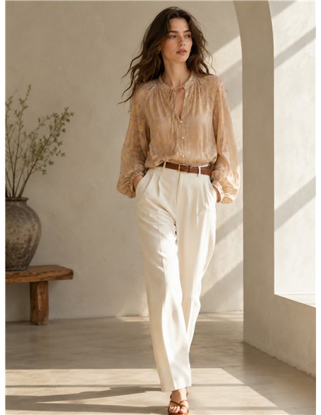 Blusa satinada estampada efecto seda