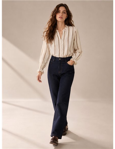 Blusa rayas puño con volante