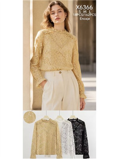 Blusa encaje con volante 2
