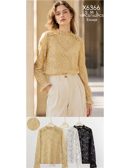Blusa encaje con volante