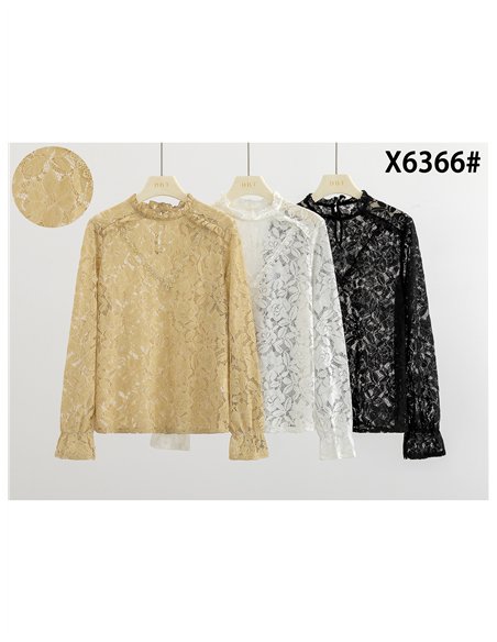 Blusa encaje con volante