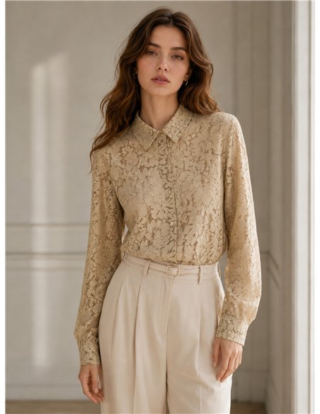Camisa encaje floral clásica
