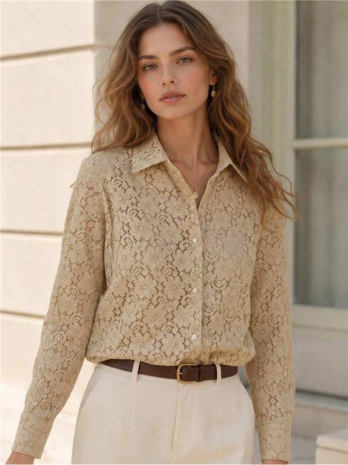 Camisa encaje floral calado