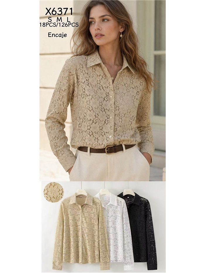 Camisa encaje floral calado