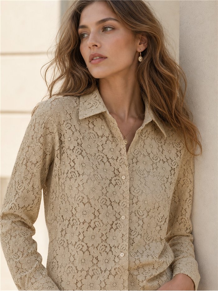 Camisa encaje floral calado
