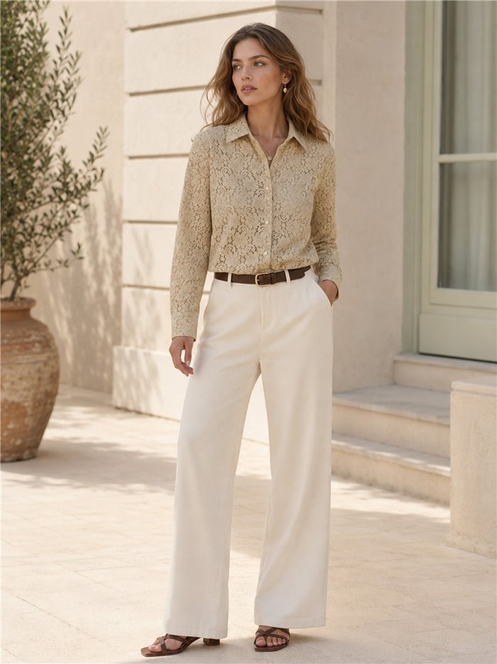 Camisa encaje floral calado