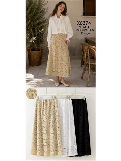 Falda midi de encaje floral 2