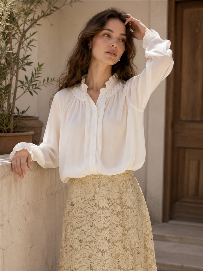 Falda midi de encaje floral