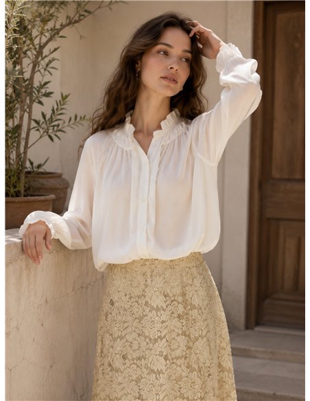 Falda midi de encaje floral