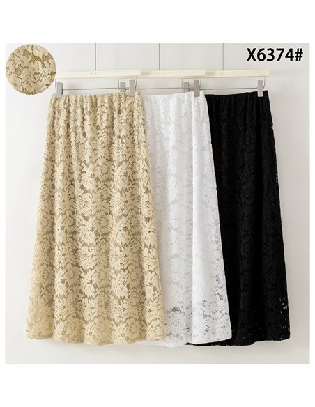 Falda midi de encaje floral