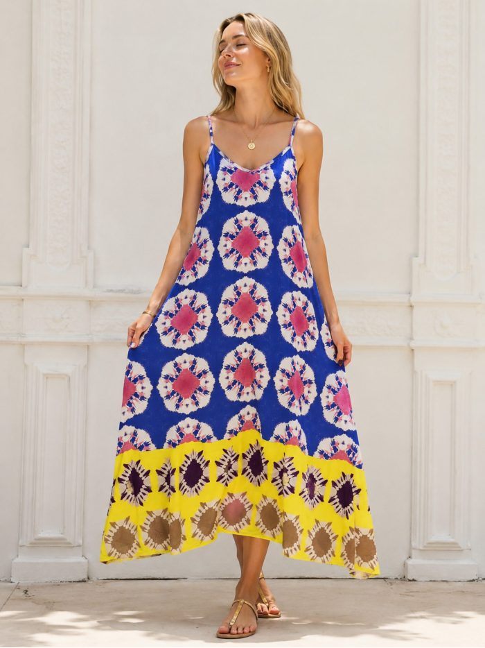 Vestido largo tirantes estampado
