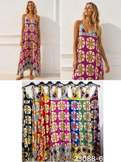 Vestido largo tirantes estampado 2