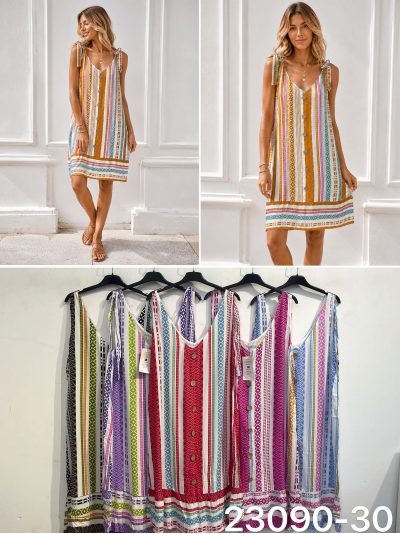 Printed button-front summer dress | ZD-23090-30 | B2B 2
