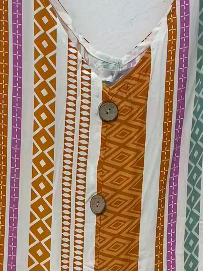 Robe imprimée à bretelles et boutons décoratifs | ZD-23090-30