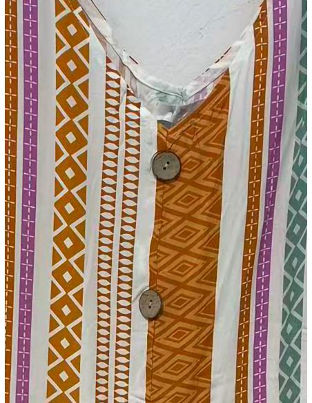 Vestido estampado étnico de tirantes detalle botones