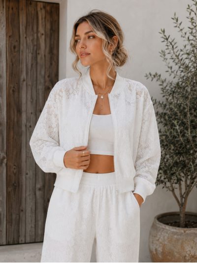 Bomber encaje floral