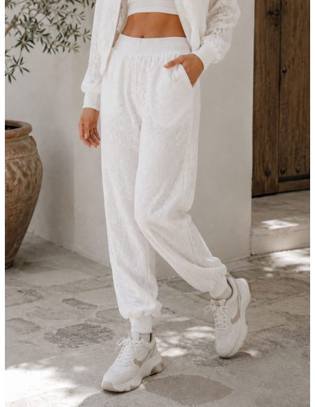 Pantalón jogger encaje floral