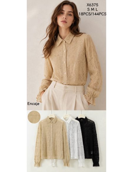 Floral lace shirt | DB-X6375 | Wholesale | Eshermosa