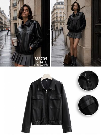 Veste en similicuir avec fermeture éclair 2