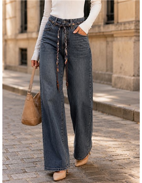 jeans basic con cintura intrecciata