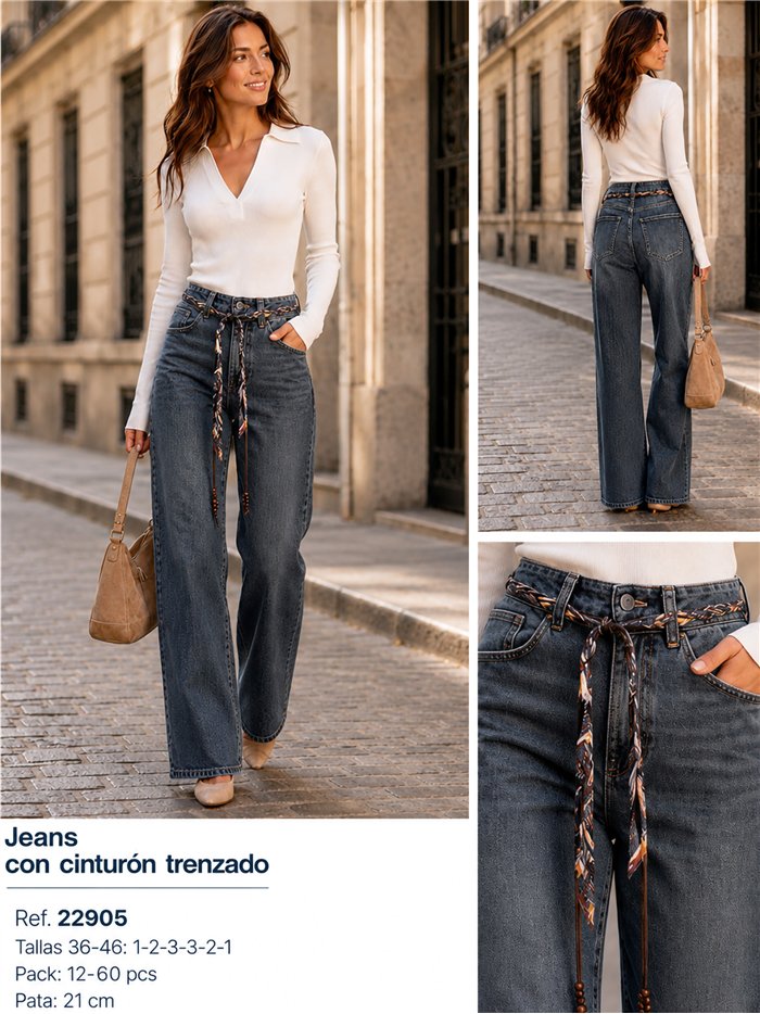 jeans basic con cintura intrecciata