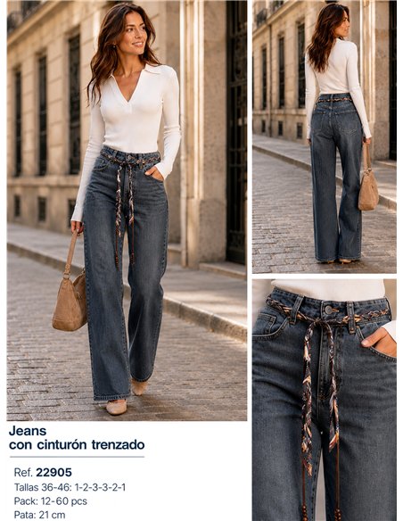 jeans basic con cintura intrecciata