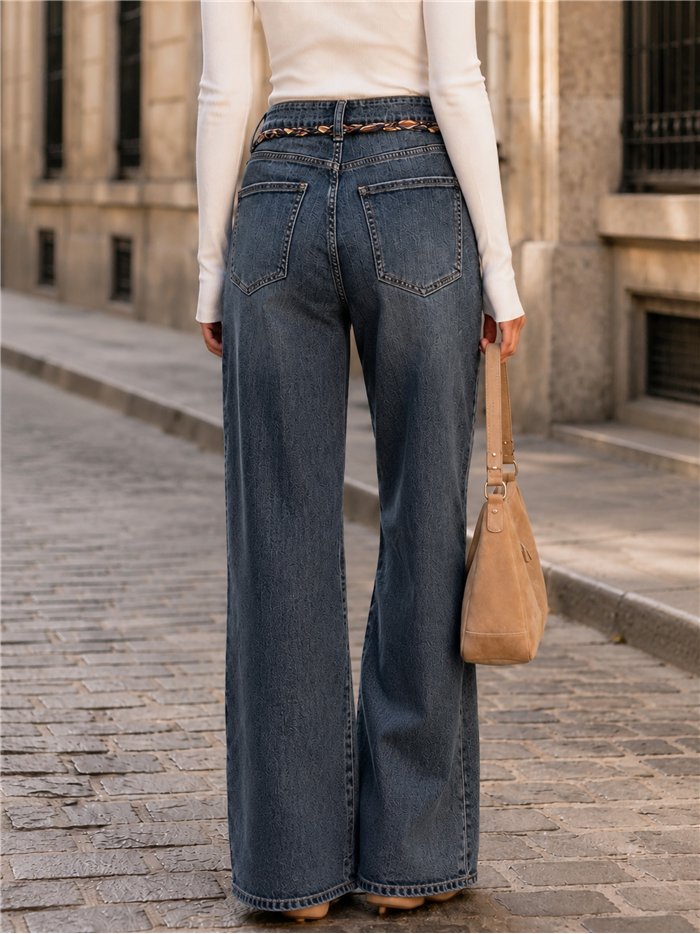 jeans basic con cintura intrecciata