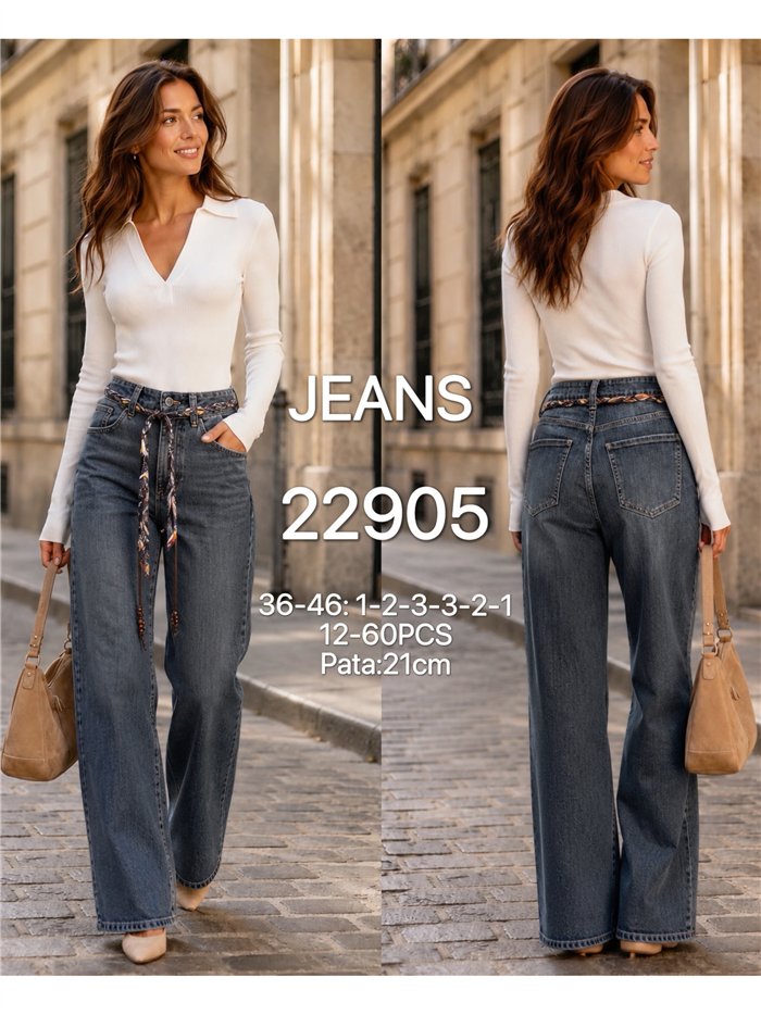 jeans basic con cintura intrecciata