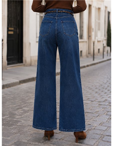 Jeans a gamba larga con cintura intrecciata