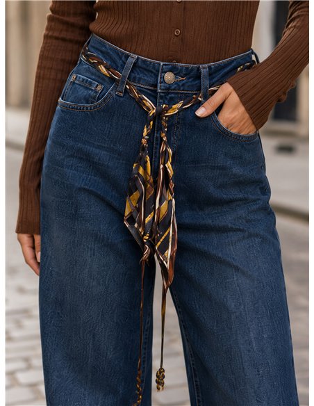 Jeans a gamba larga con cintura intrecciata