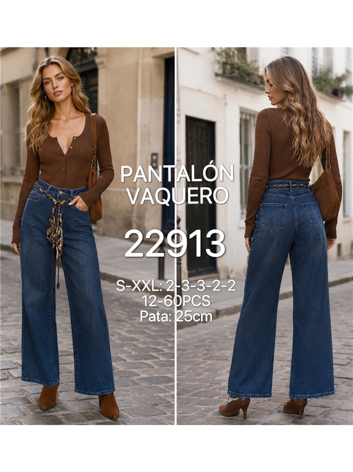 Jeans a gamba larga con cintura intrecciata