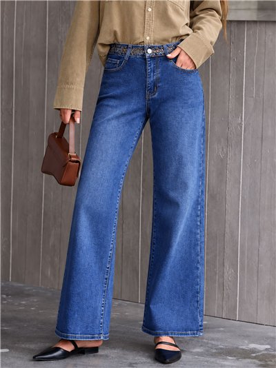Embroidered waist jeans