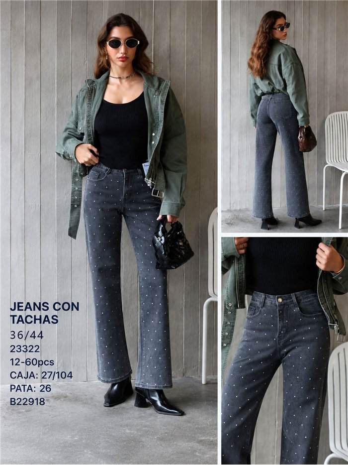 Jeans a gamba dritta con borchie