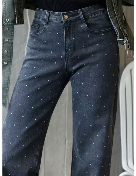Jeans a gamba dritta con borchie