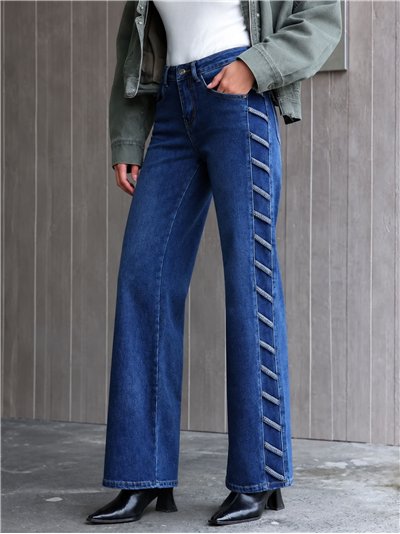 Side braid straight jeans