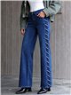 Jeans a gamba dritta con striscia laterale e borchie