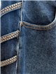 Jeans a gamba dritta con striscia laterale e borchie