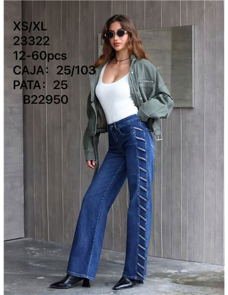 Jeans a gamba dritta con striscia laterale e borchie