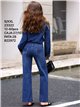 Embroidered bow pocket straight jeans