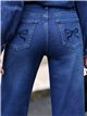Embroidered bow pocket straight jeans