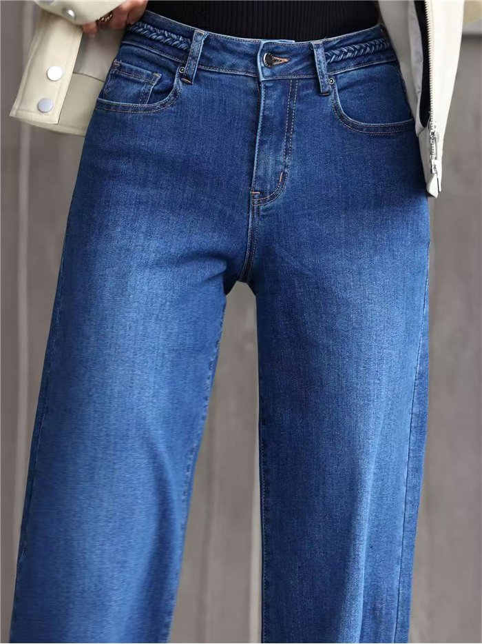 Jeans a gamba dritta con cintura intrecciata