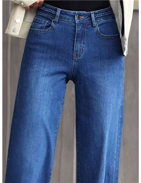 Jeans a gamba dritta con cintura intrecciata