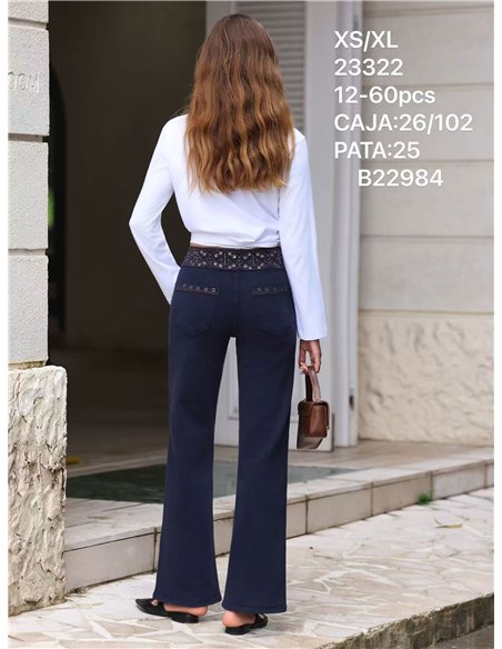 Weit geschnittene Jeans mit besticktem Bund und Ösen
