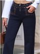 Weit geschnittene Jeans mit besticktem Bund und Ösen