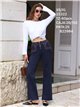 Weit geschnittene Jeans mit besticktem Bund und Ösen